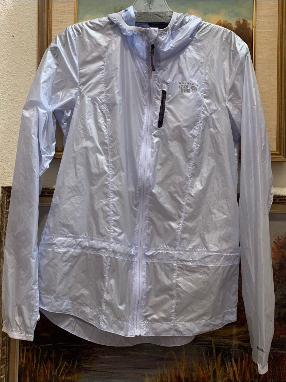 Mountain Hardwear Lightweight Light Blue Hooded Windbreaker Jacket
